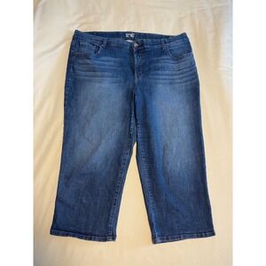 Terra & Sky Women's 20W Boyfriend Capri Jeans Blue Denim Plus Size‎ Cropped